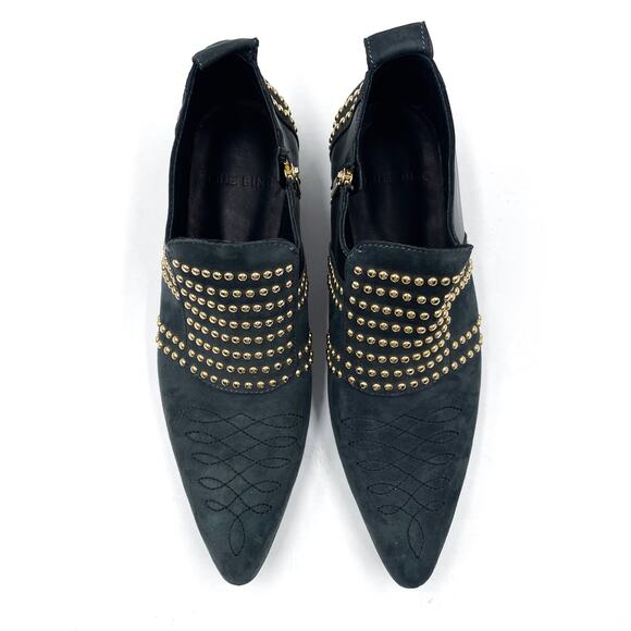 Anine Bing Low Charlie Boots Black Suede Gold Studded Ankle Flat Sz 36 / 6 US - Picture 6 of 15